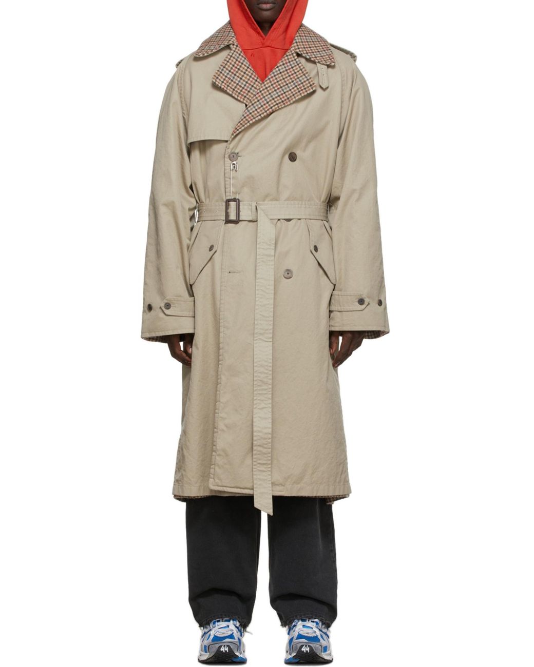 Balenciaga Brown Reversible Double-Breasted Trench Coat for men