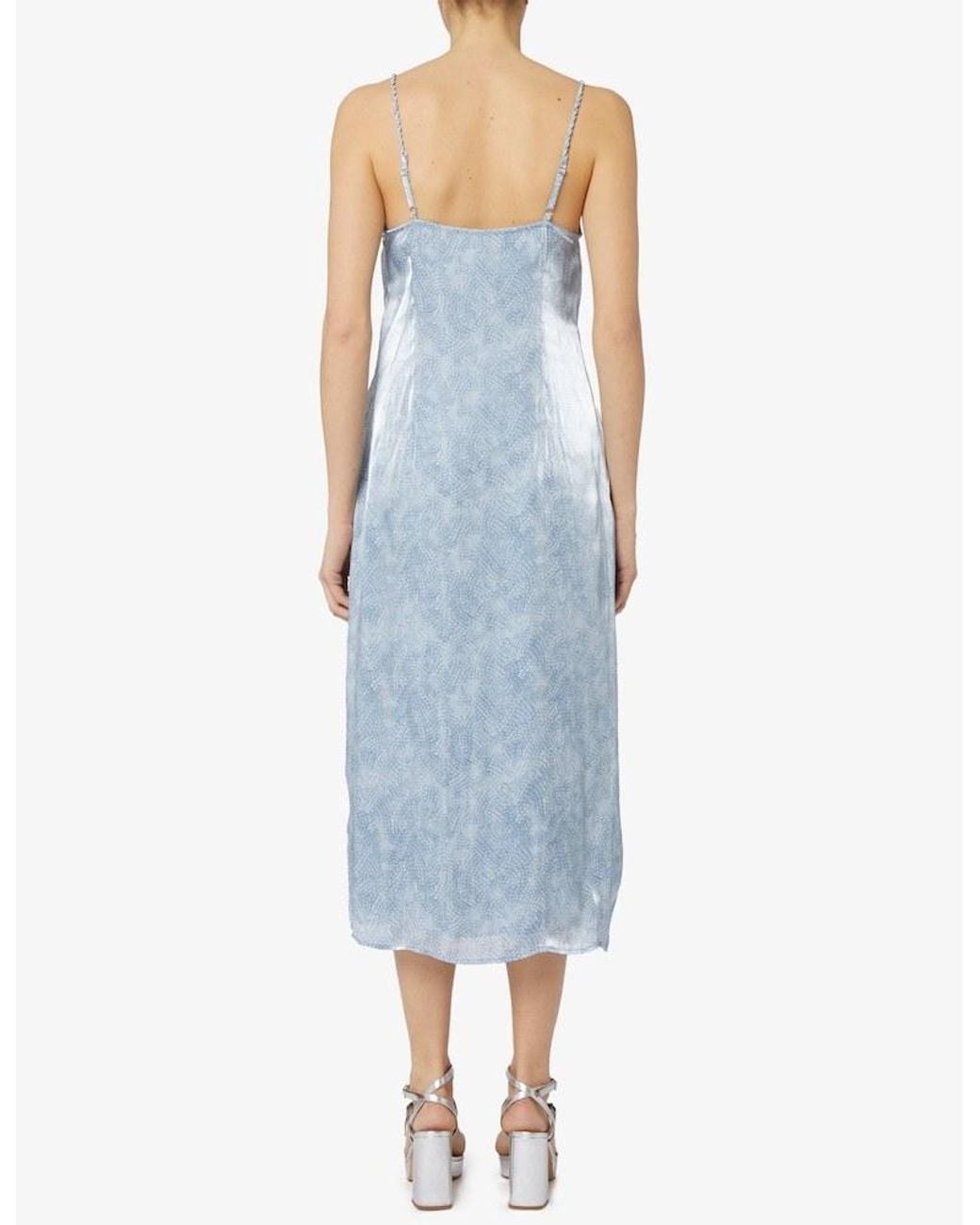 MICHAEL Michael Kors Blue Allover Print Spaghetti Strap Dress