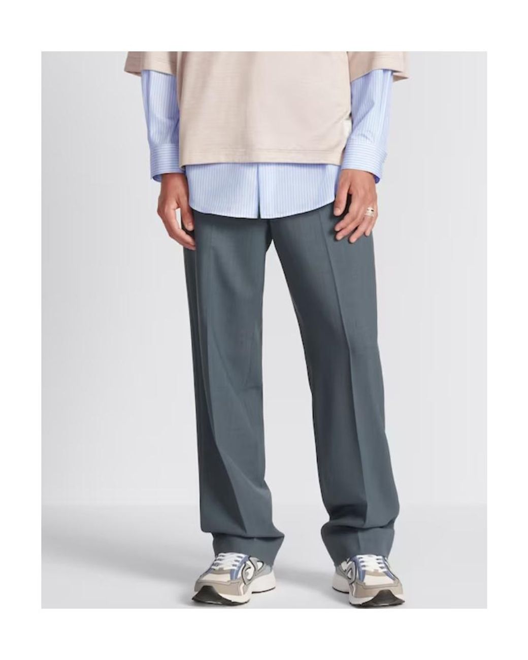 Dior Blue High Waist Straight Leg Pants for men