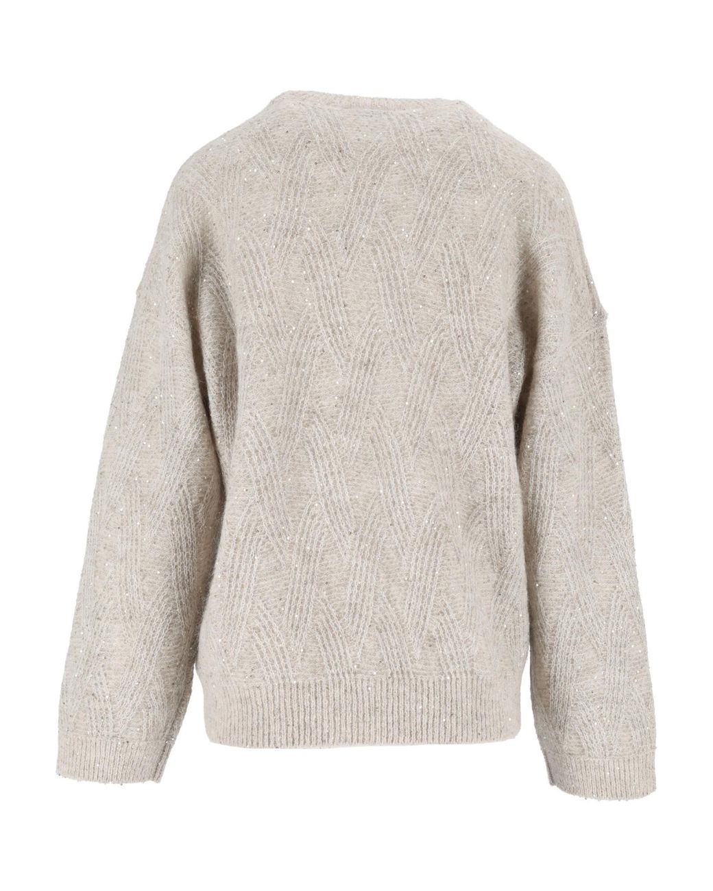 Peserico White Diamond-Knit Crewneck Jumper