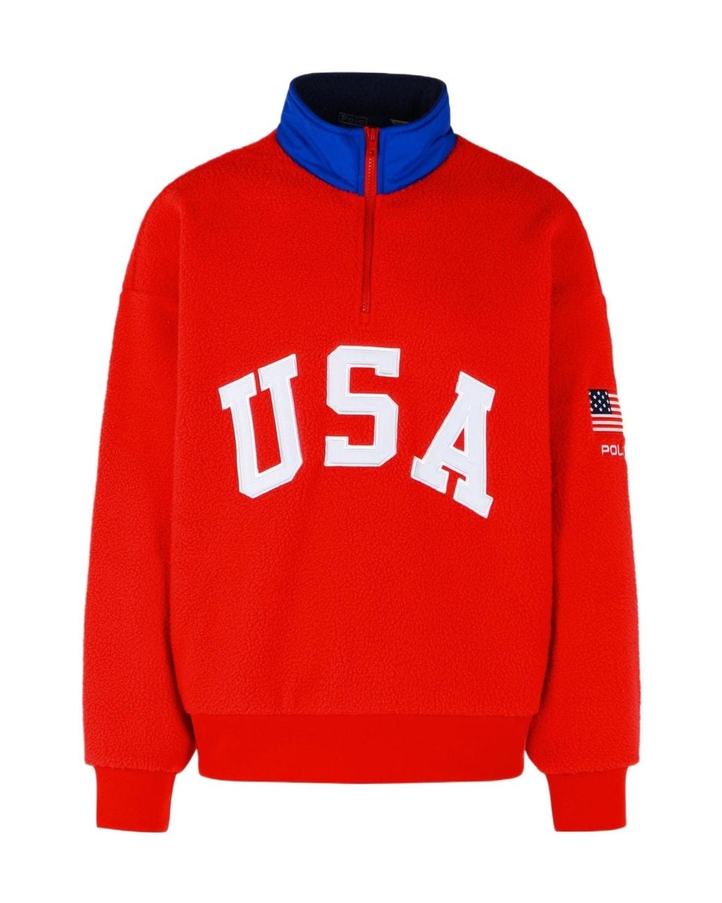 Polo Ralph Lauren Red Usa Teddy Zip Sweatshirt for men