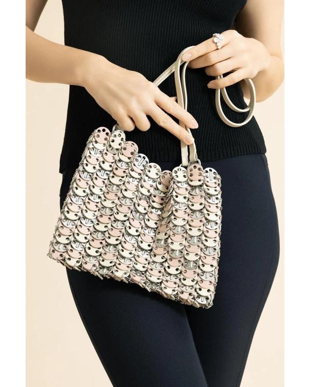 Rabanne White Tricolor Nano Shoulder Bag