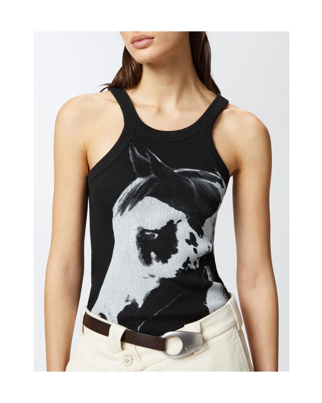 Pinko Black X Patrick Mcdowell Horse Print Ribbed Vest