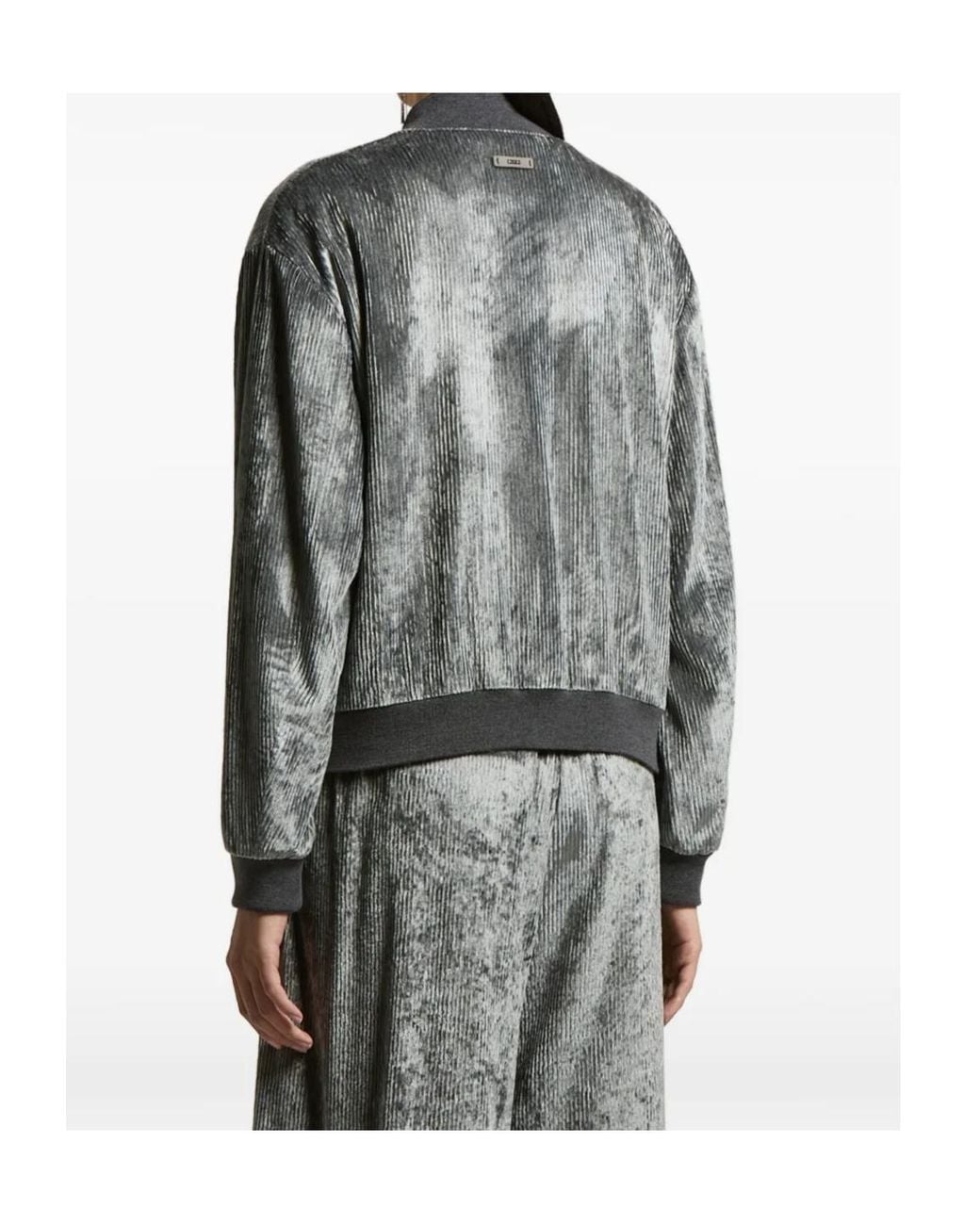 Peserico Gray Zipped Bomber Jacket
