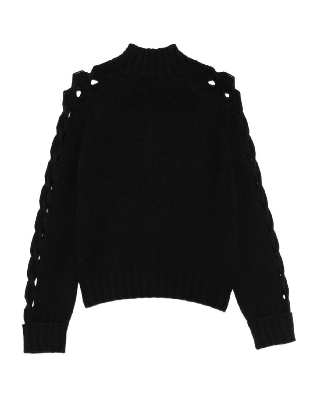 D.exterior Black Cutout Sleeve Zip Cardigan