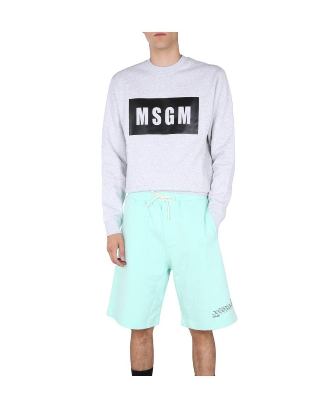 MSGM White Logo-Print Cotton Sweatshirt for men