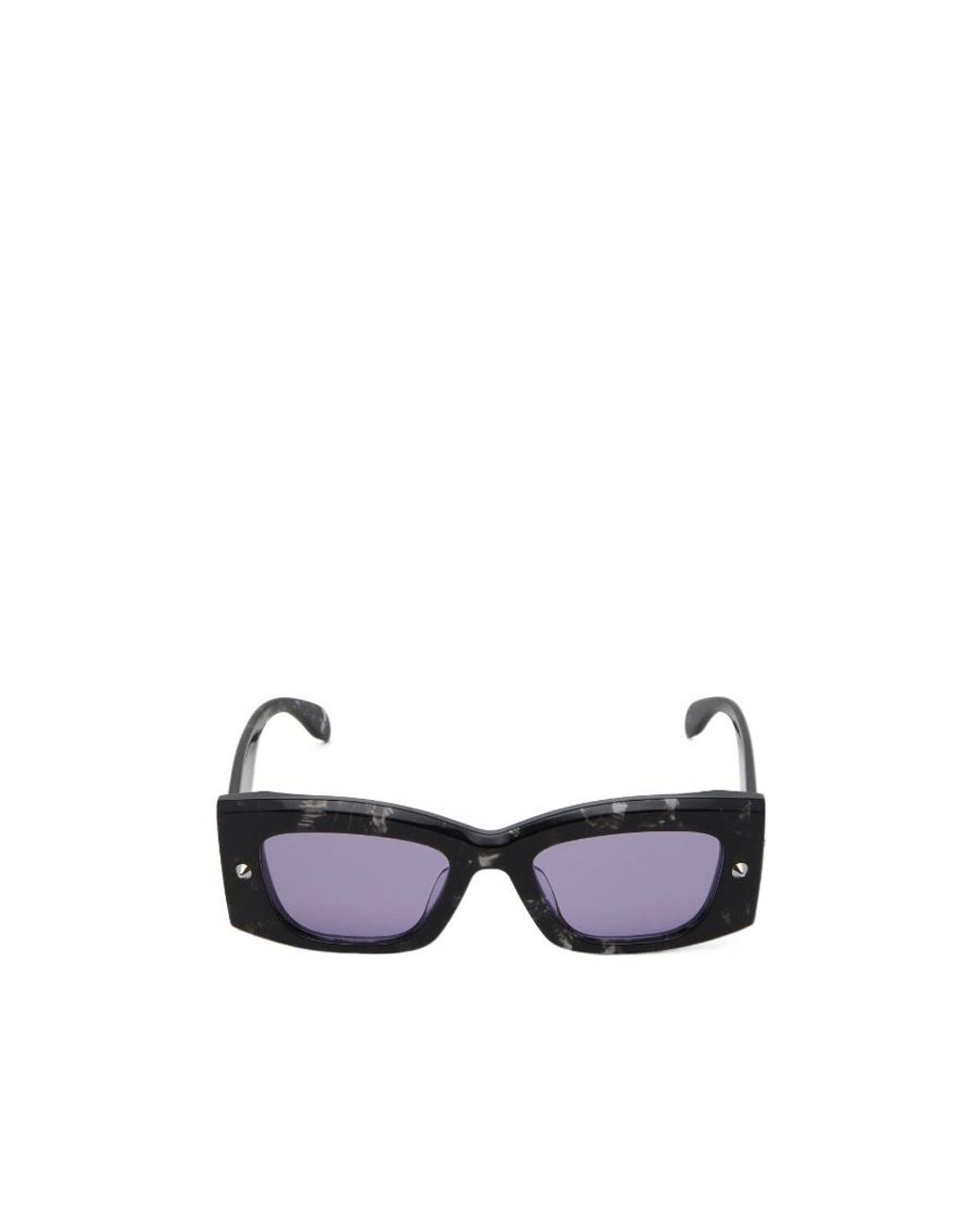 McQueen White Eyewear Rectangle Frame Sunglasses