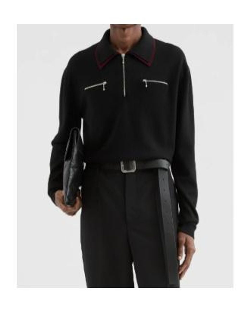 Jil Sander Black Lightweight Polo Jumper for men