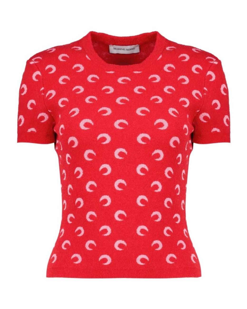 MARINE SERRE Red Moon Jacquard Knitted Top