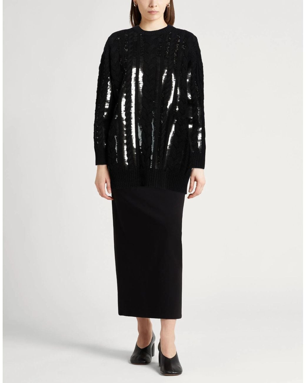 Max Mara Black Solid Color Sequin Sweater