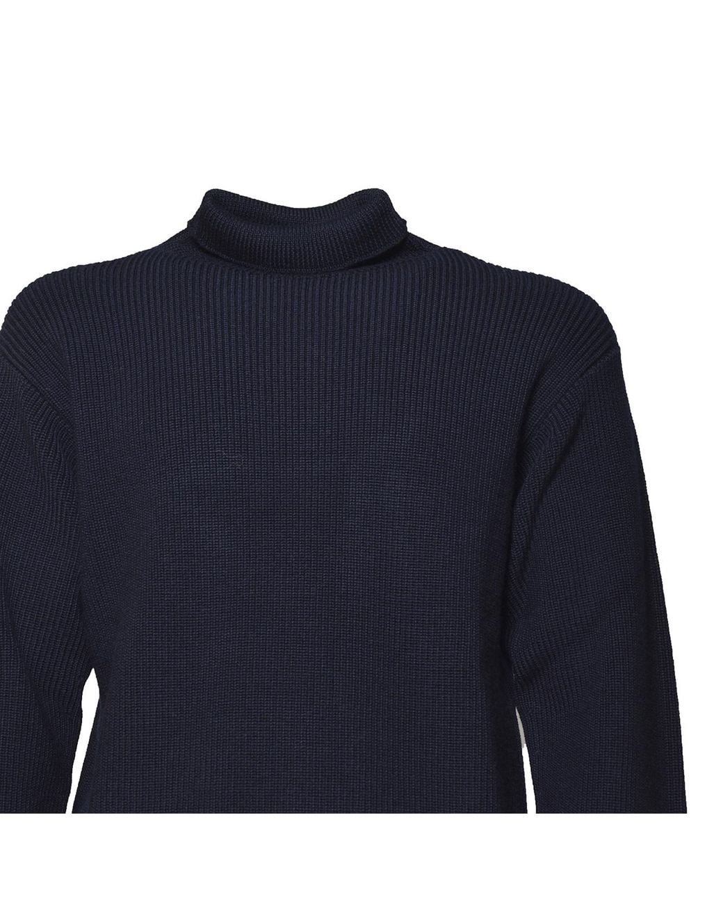 Jil Sander Blue Ribbed High-Neck Sweater for men