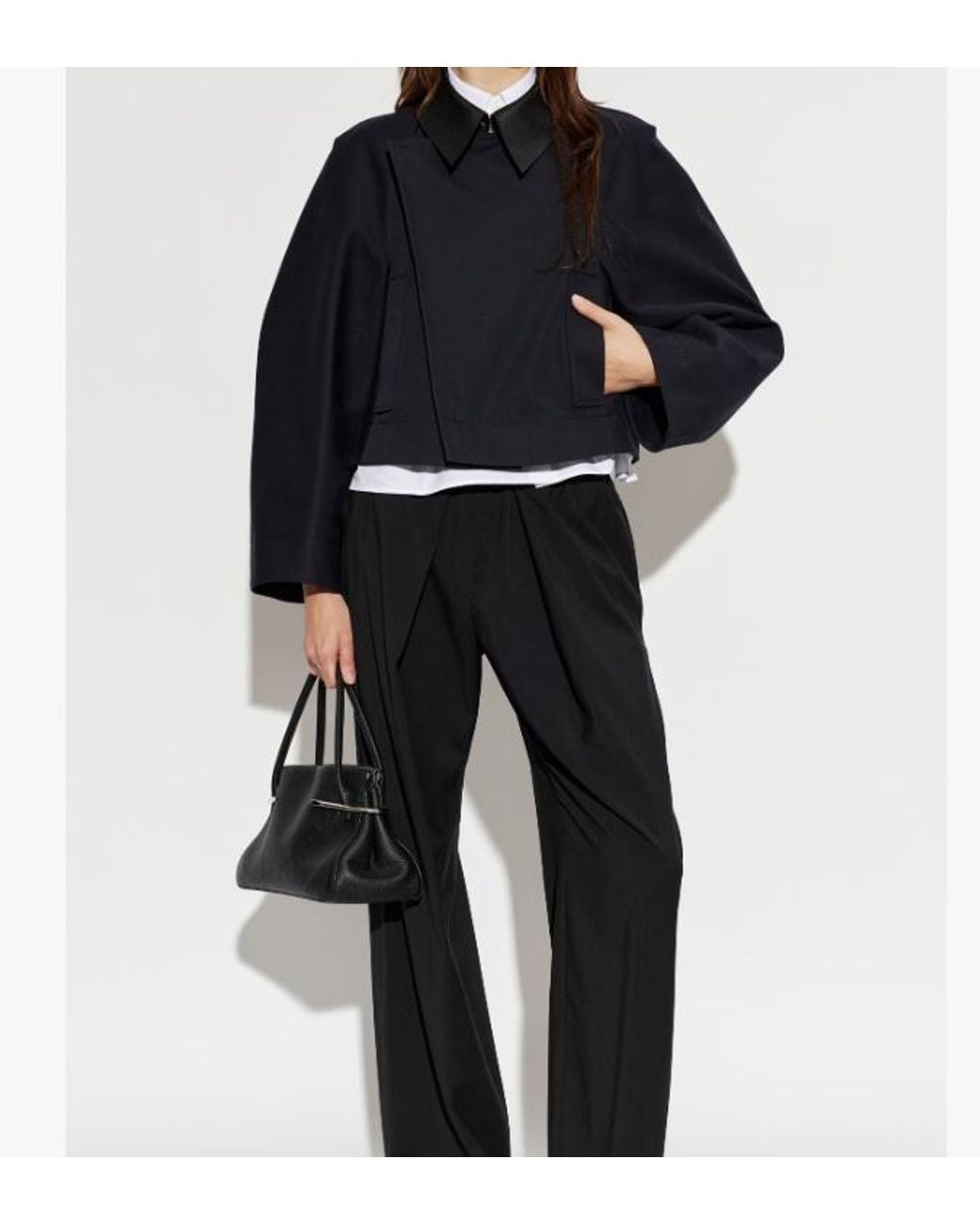 Givenchy Blue Contrast Collar Cropped Jacket