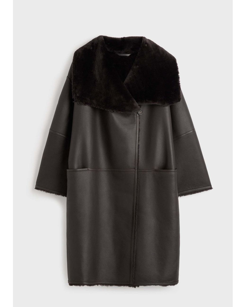 Totême Black Totême Oversized Shearling Coat