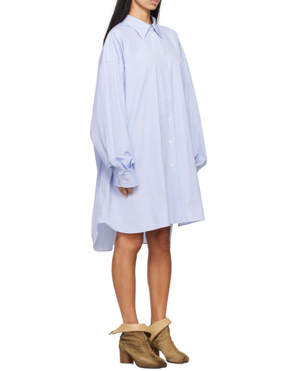 Maison Margiela Purple Striped Button-Up Oversized Shirt