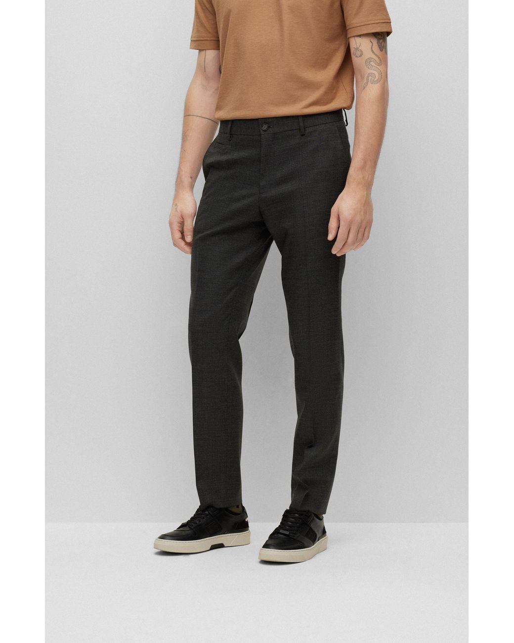 Boss Gray Logo Casual Pants for men