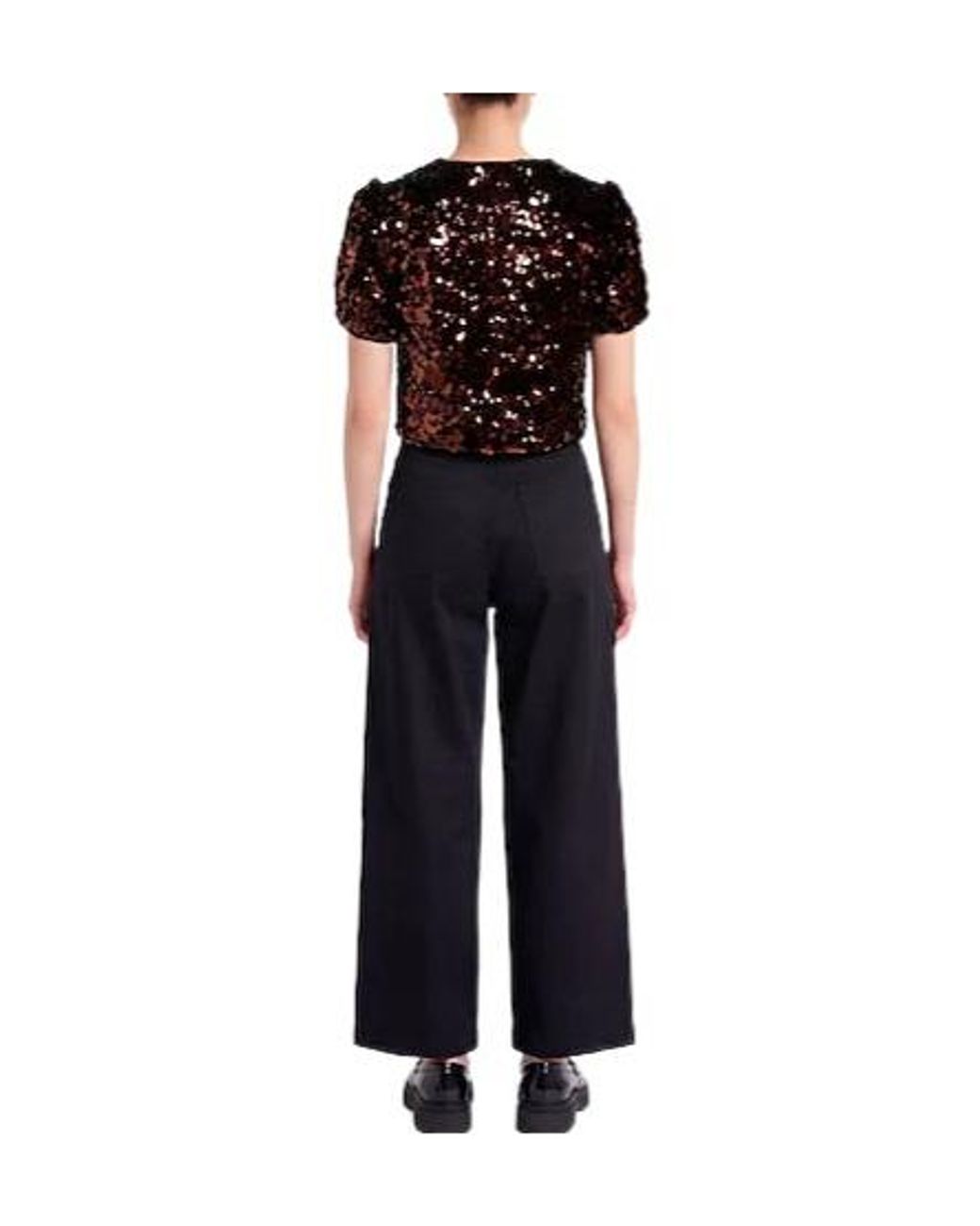 Ganni Black Solid Colour Short-Sleeve Top