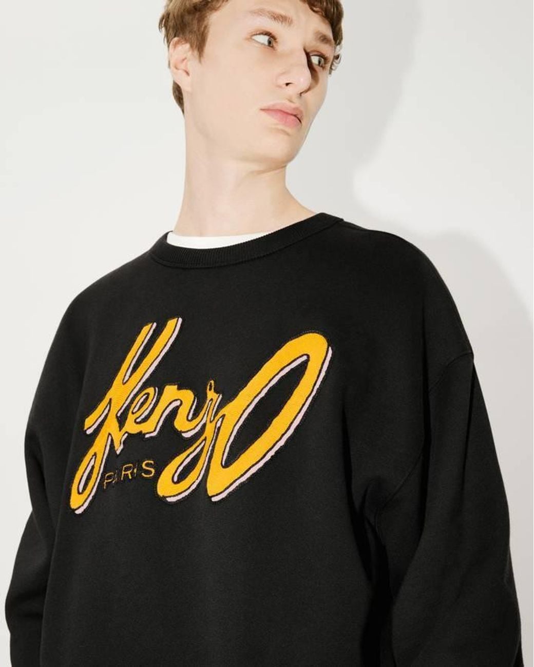 KENZO Black Archive Logo Embroidered Crewneck Sweatshirt for men