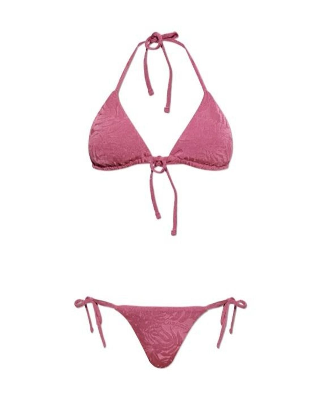 Emporio Armani Pink Textured Triangle Bikini Set