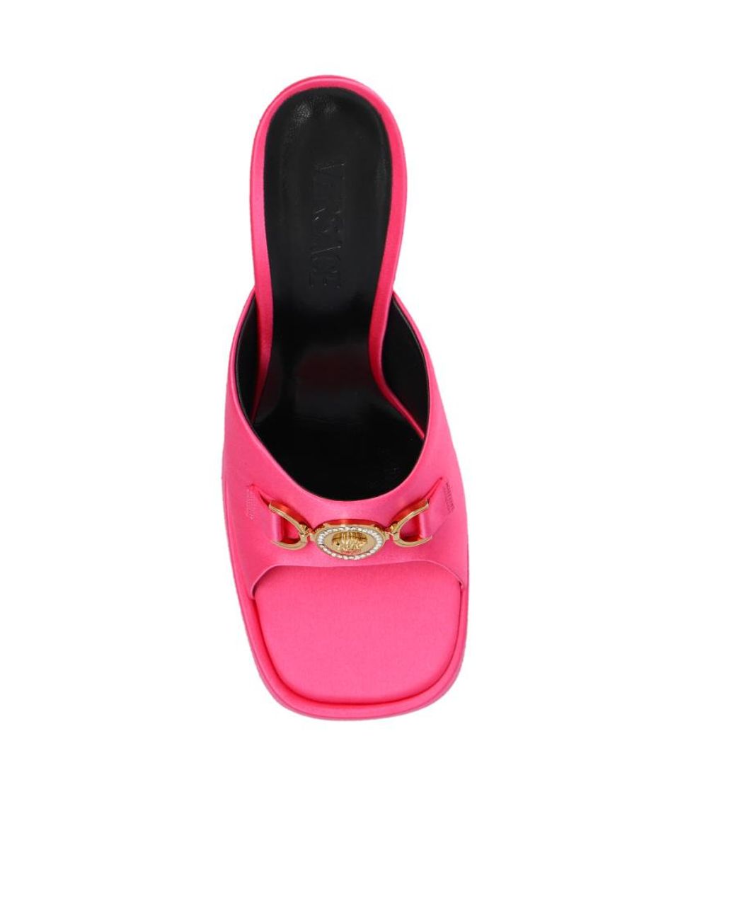 Versace Pink Medusa Embellished Slip-On Sandals