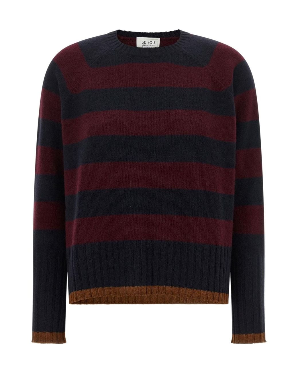 Be You Blue 1175 Striped Knitted Sweater
