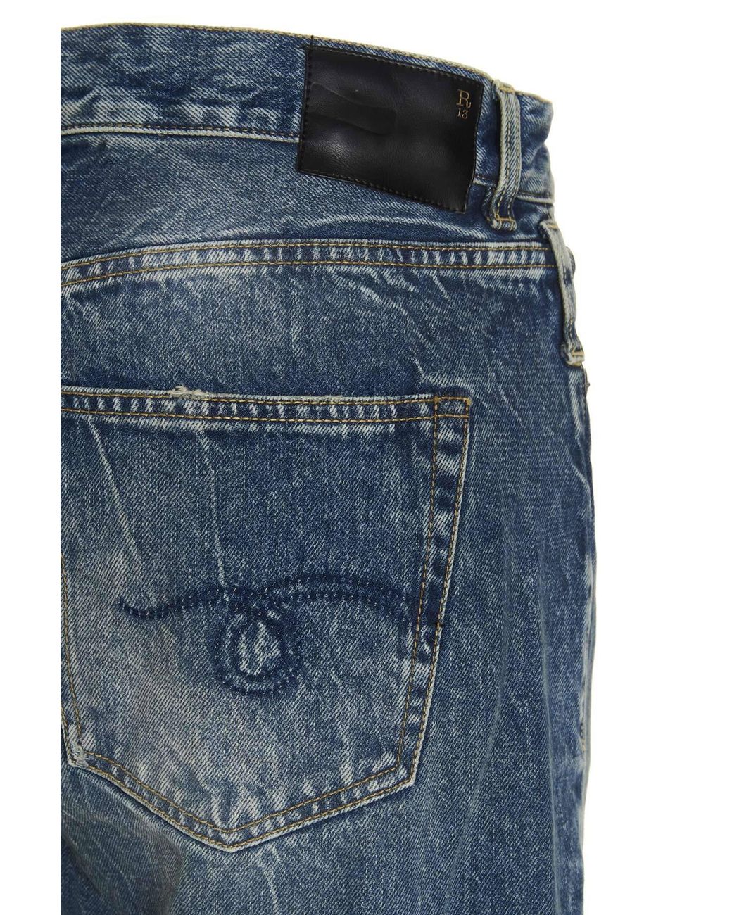R13 Blue High Waisted Crossover Jeans