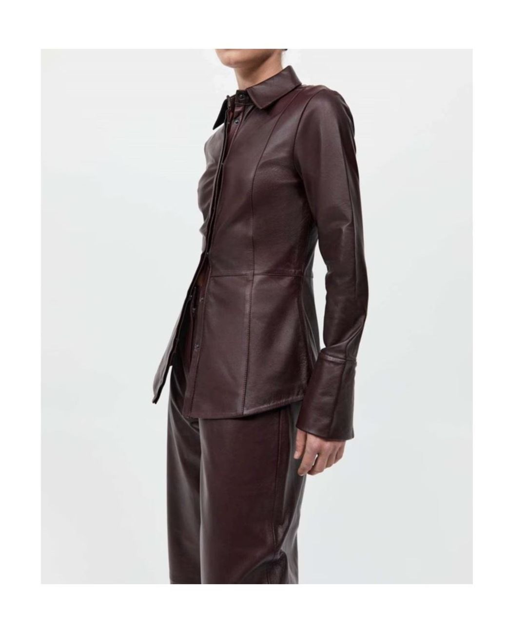 St. Agni Purple Button-Down Leather Shirt