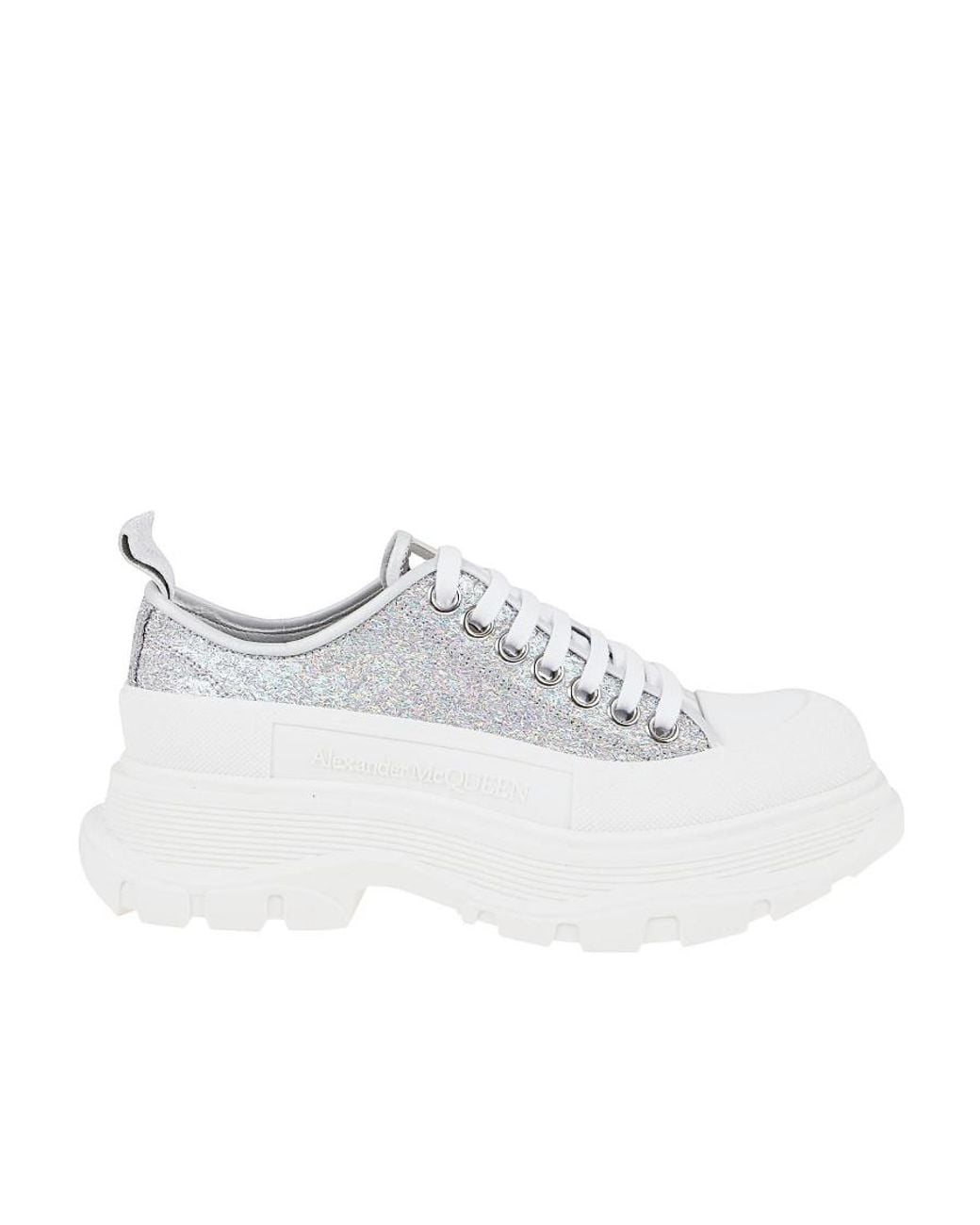 McQueen White Glitter Low-Top Sneakers