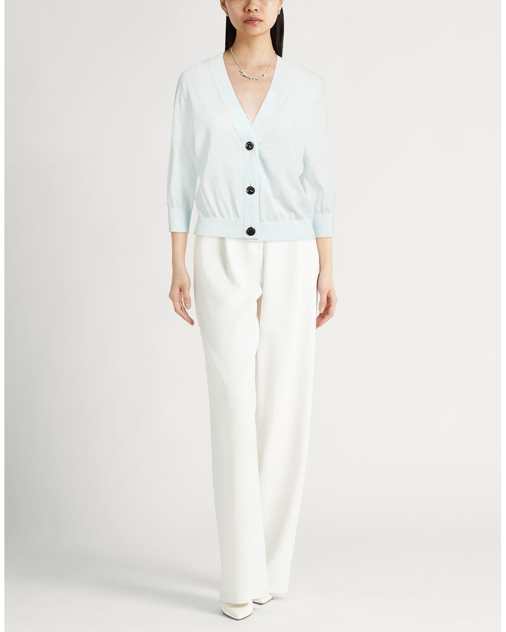 Tory Burch White Solid Color Lightweight Knit Sweater