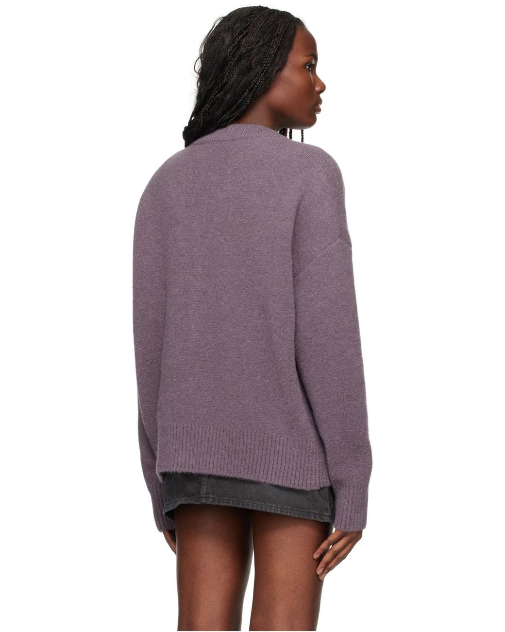 AMI Purple Ami De Coeur V-Neck Knitted Cardigan for men