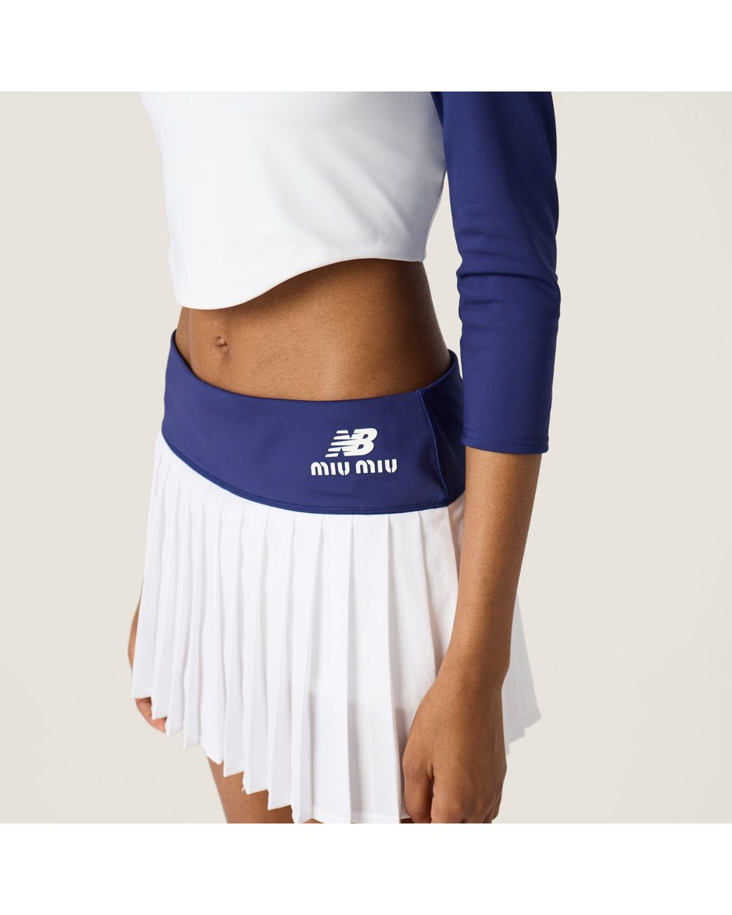 Miu Miu Blue Stretch Technical Jersey Pleated Miniskirt