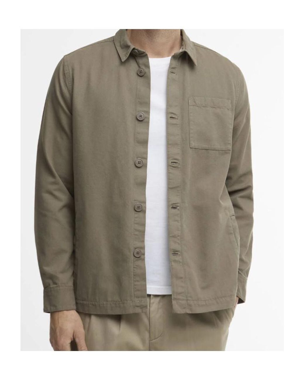 Barbour Green Washed Cotton Overshirt for men