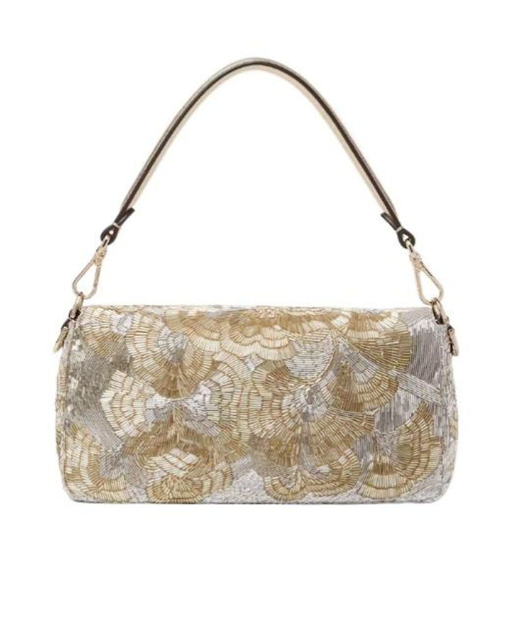 Fendi White Baguette And Embroidered Bag