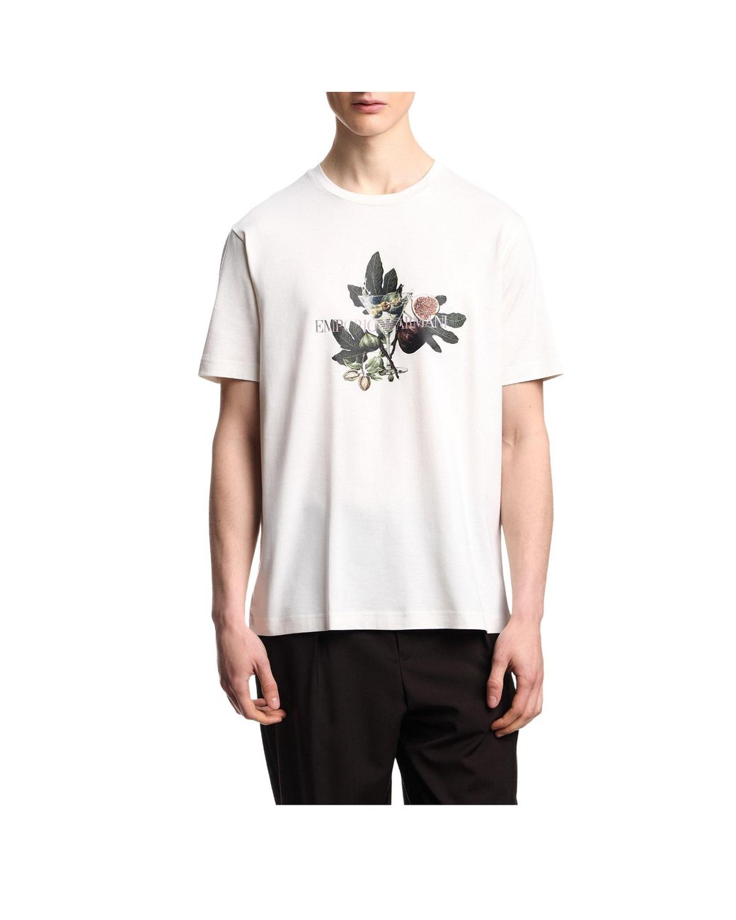 Emporio Armani Offwhite Crewneck Shortsleeve Tee for men
