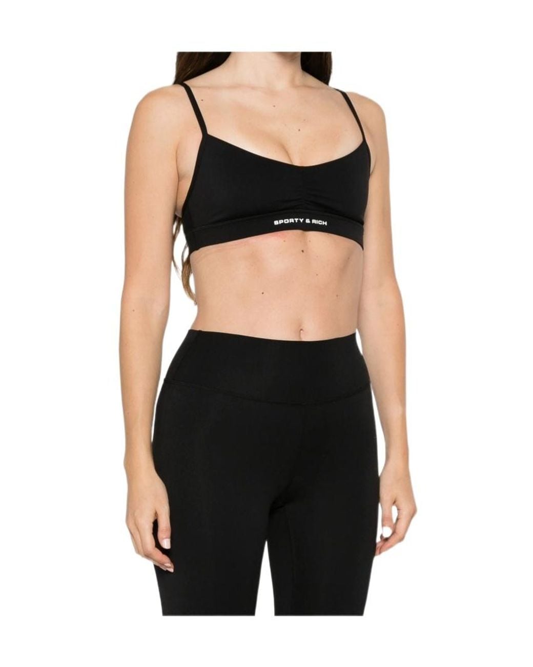 Sporty & Rich Black Thin-Strapped Bra