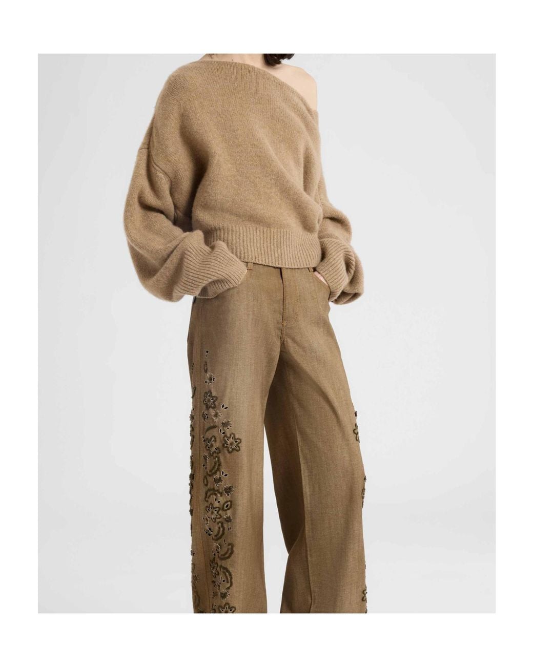 Ermanno Scervino Natural Open-Back Bow-Detail Sweater