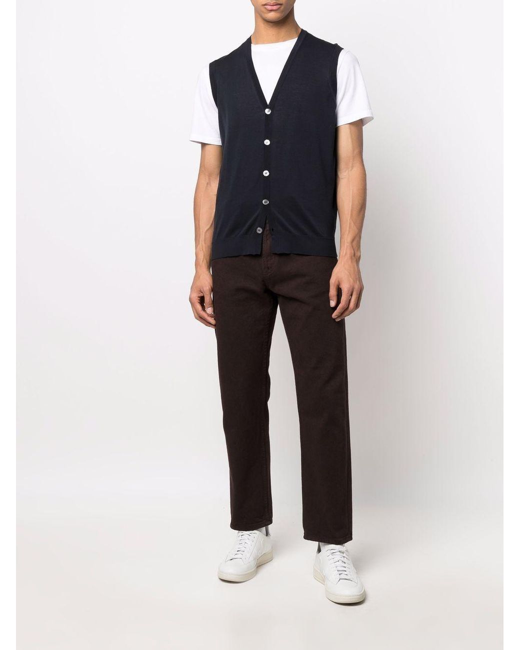 Drumohr Blue Sleeveless Buttoned Jacket for men