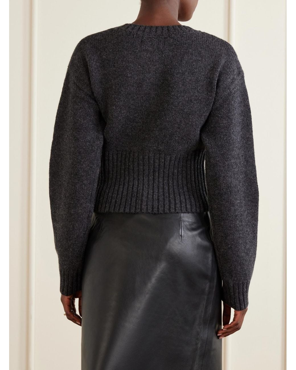 St. Agni Black Cropped Wool Cardigan