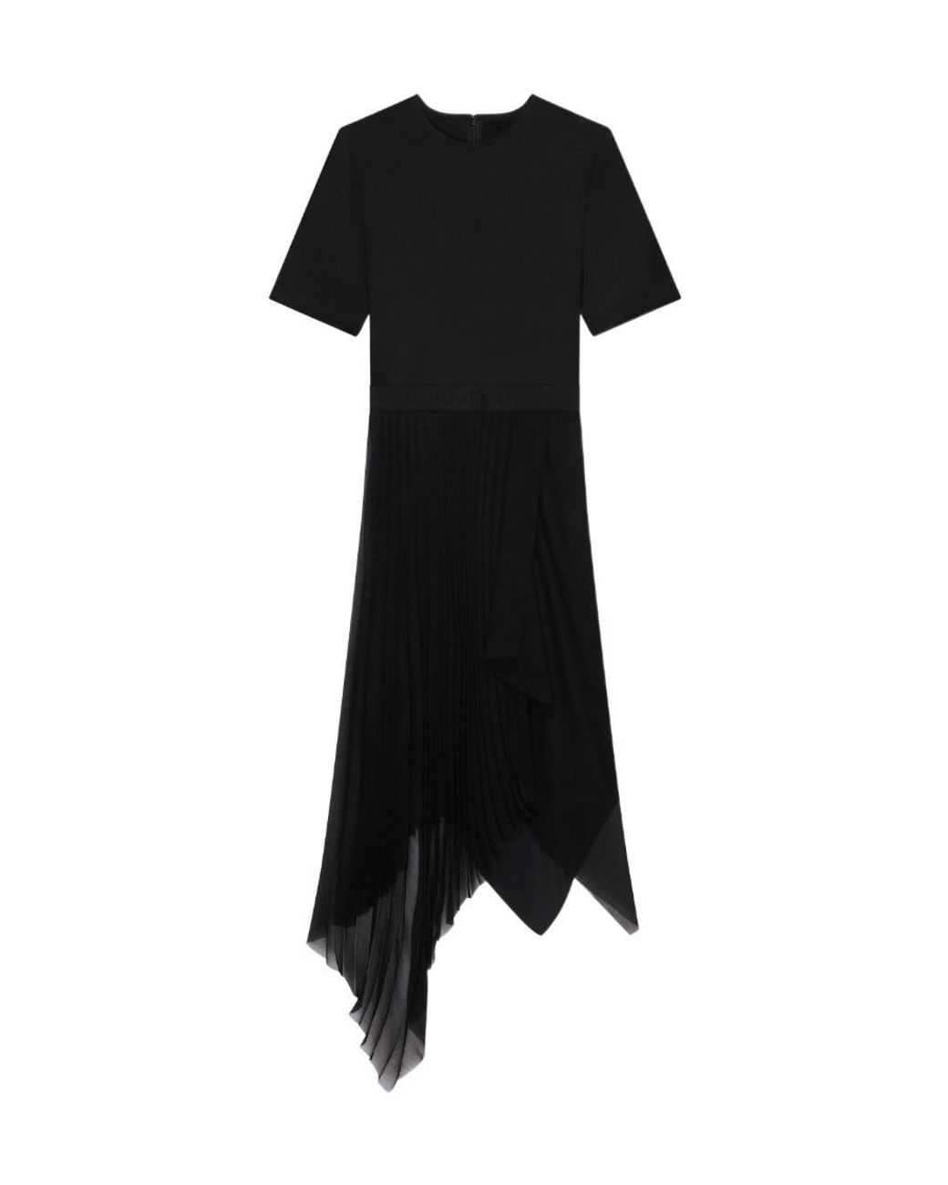 Givenchy Black Asymmetrical Short-Sleeved Dress