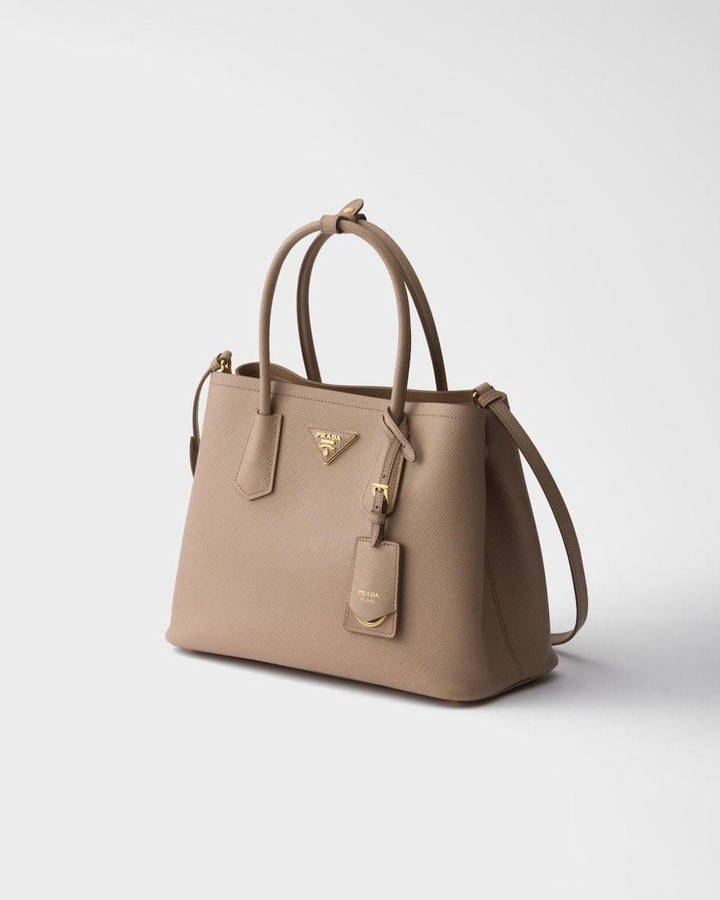 Prada Brown Double Medium Saffiano Leather Bag