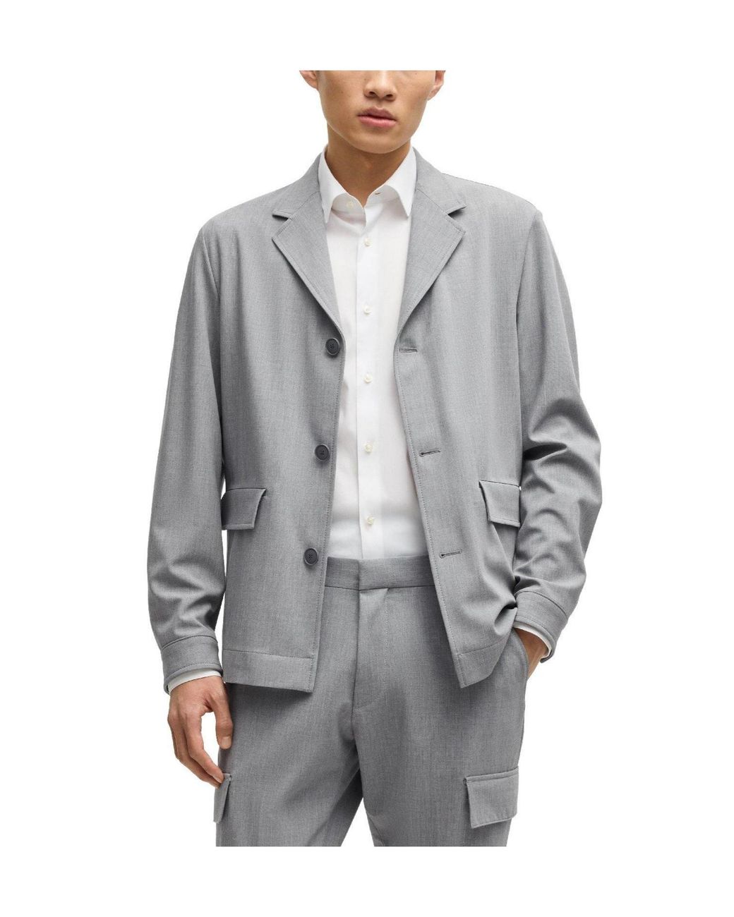 Boss Gray Casual Loose-Fitting Blazer for men
