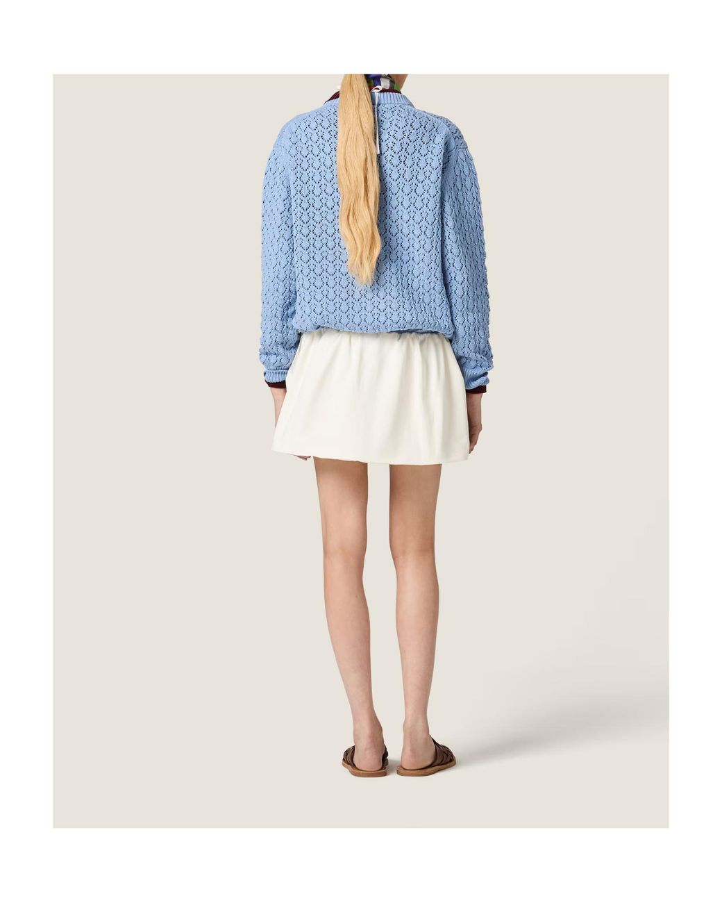 Miu Miu Blue Cotton V-Neck Sweater