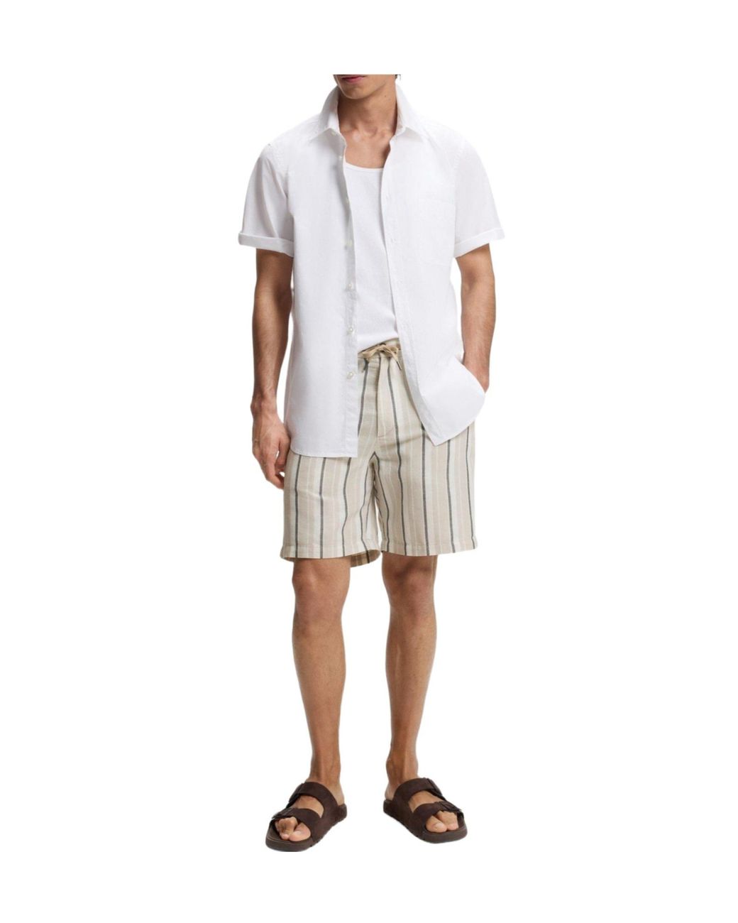 Boss Metallic Vertical Striped Shorts for men