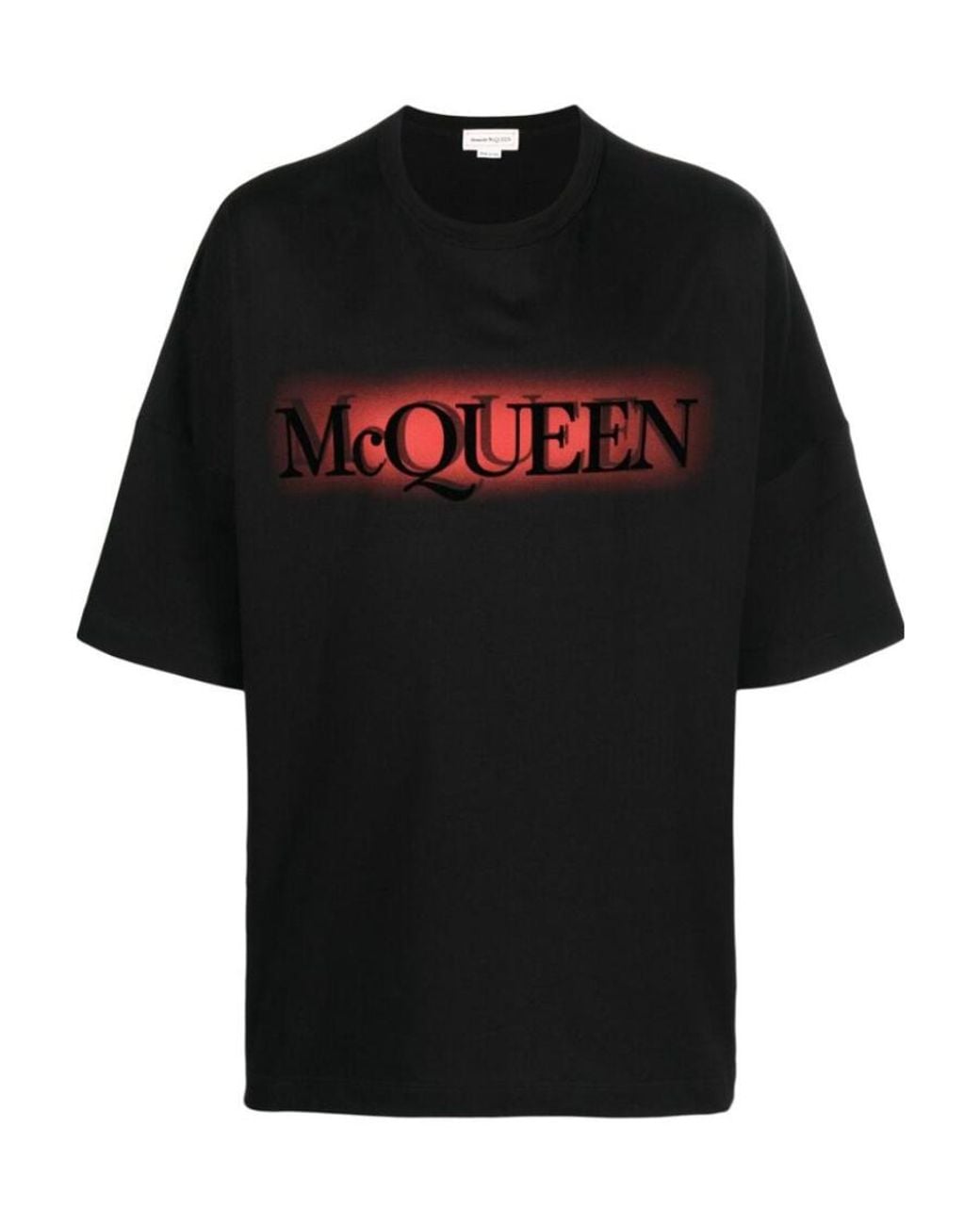 McQueen Black Logo Printed Crewneck T-Shirt for men