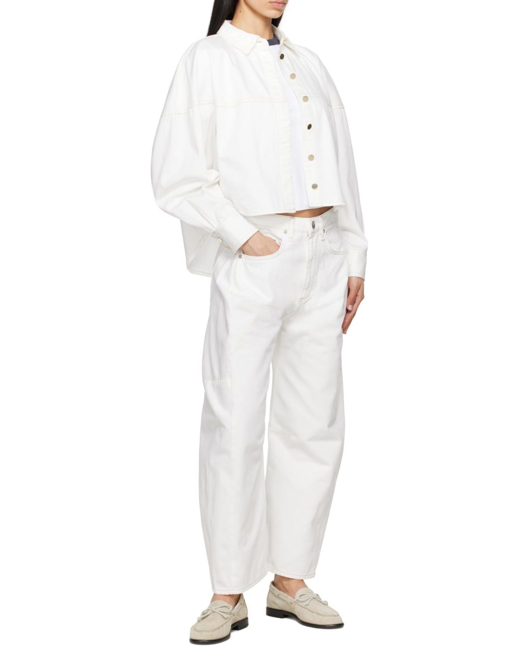 Rag & Bone White Denim Shorts With Belt Loops