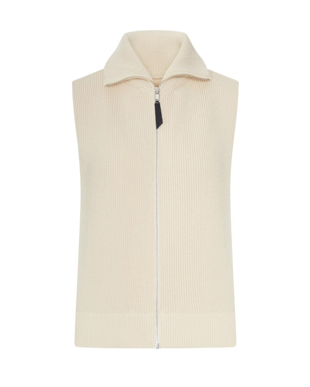 Maison Margiela White Ribbed-Knit Zip-Up Gilet
