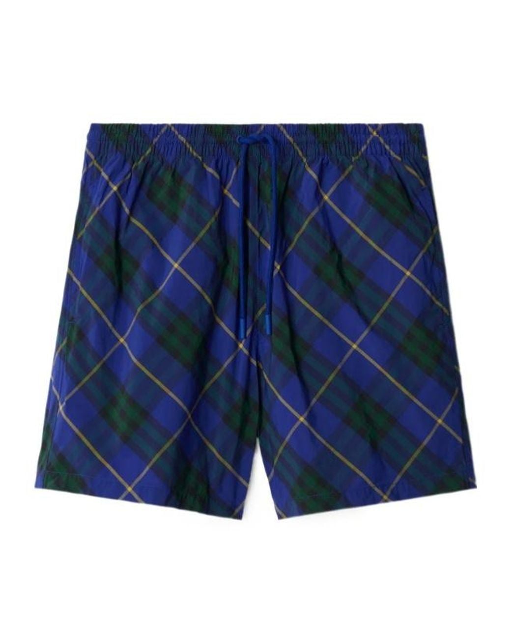 Burberry Blue Checked Drawstring Swim Shorts for men