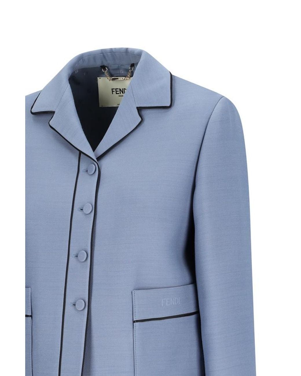 Fendi Blue Piped Blouson Jacket