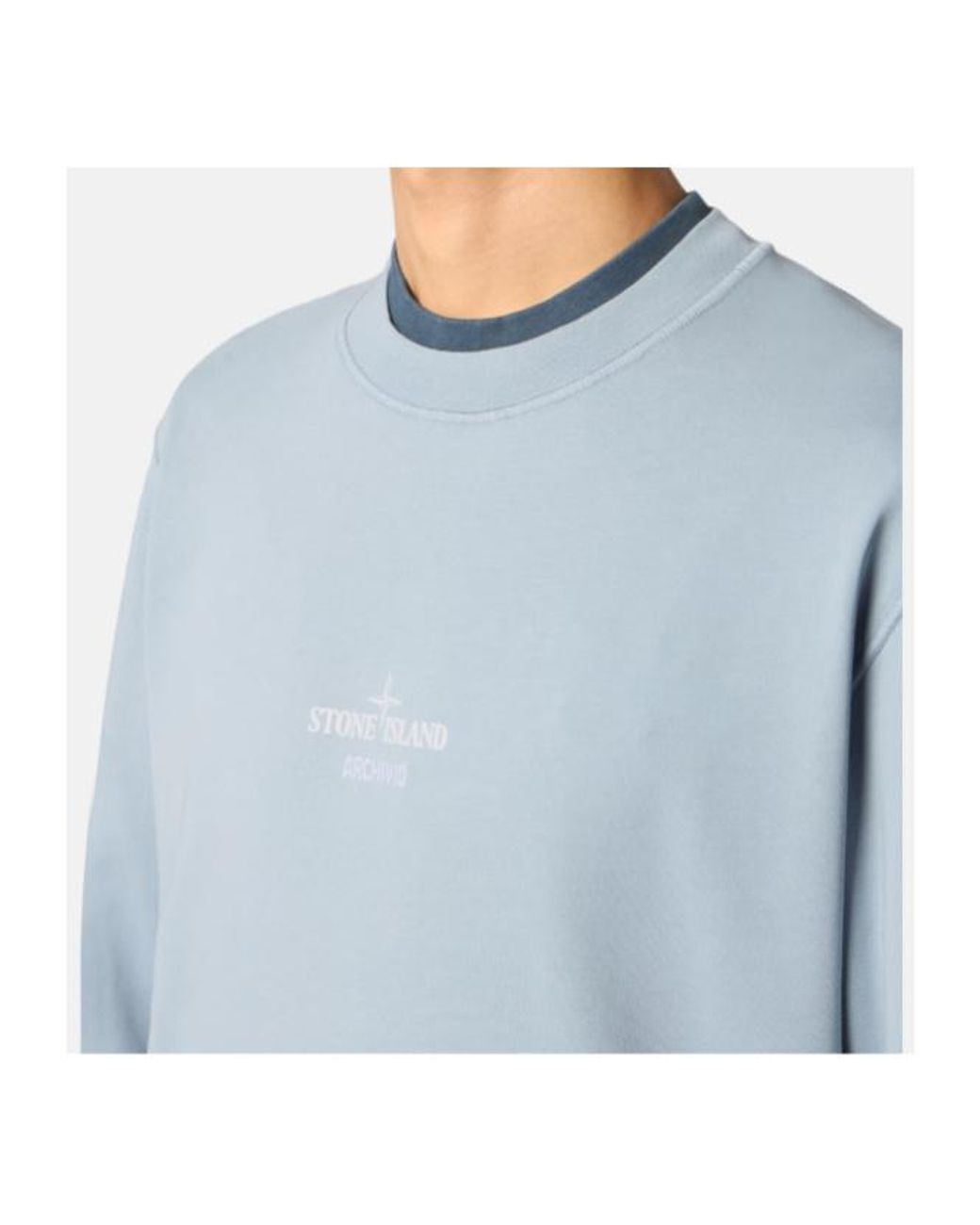 Stone Island Blue Regular Fit Crewneck Sweatshirt for men
