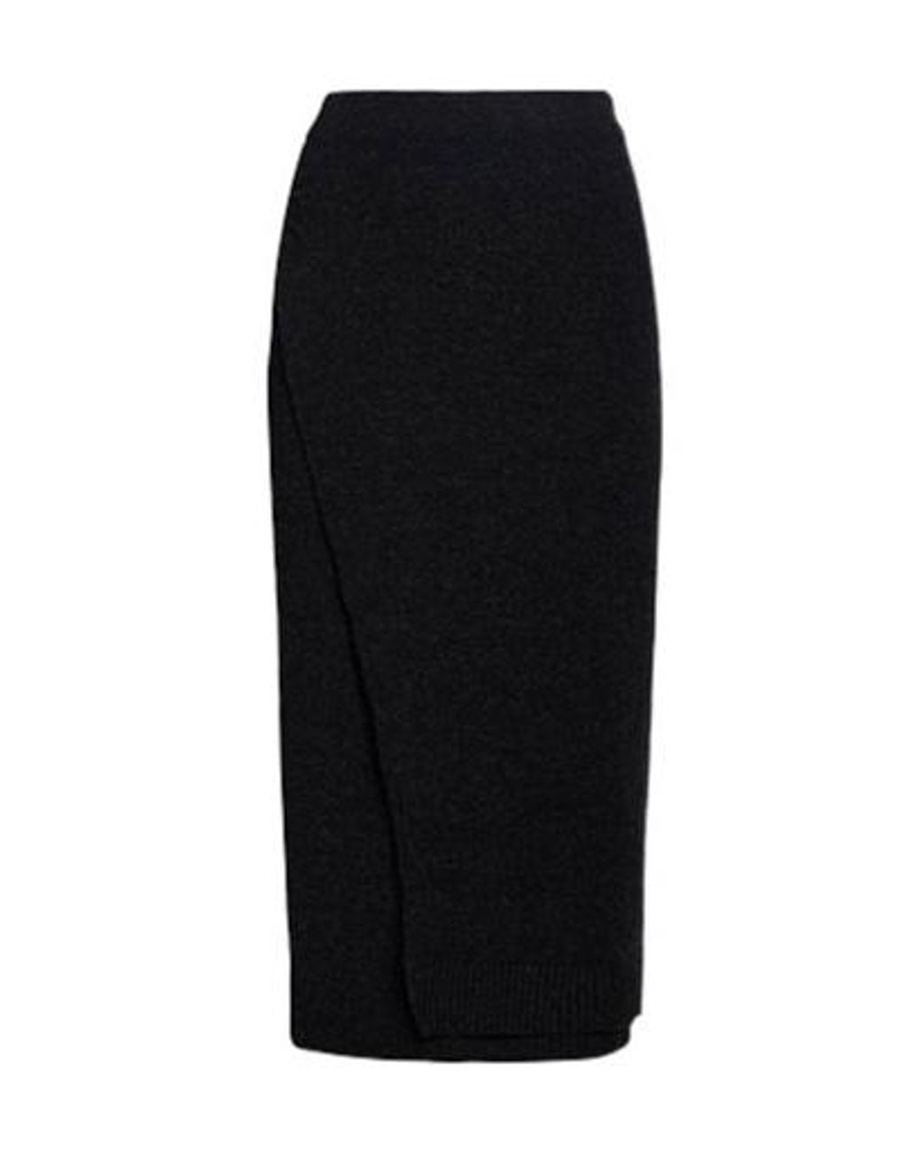 Balenciaga Black Wool Knit Midi Skirt