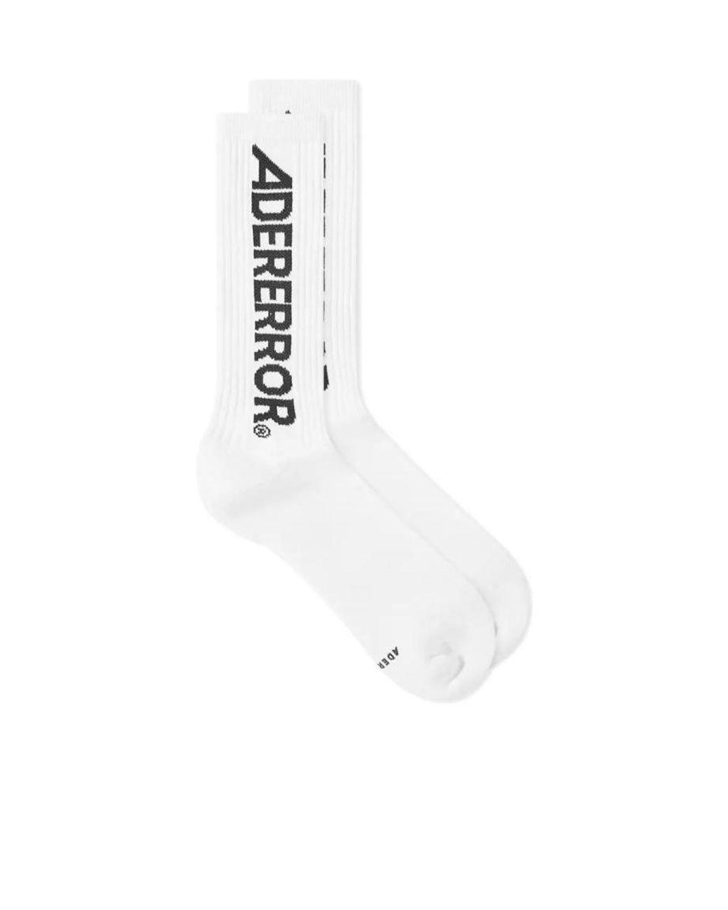 Adererror White Logo Letter Knit Socks for men